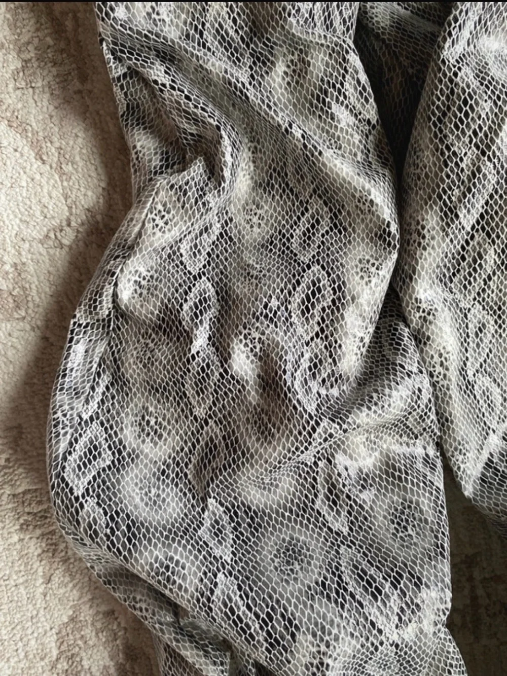 Over-the-Knee Snake-Print Slouch Boots in Gray